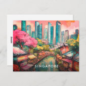 Singapore City Uitzicht Kleurrijk Feestdagenkaart (Voorkant / Achterkant)
