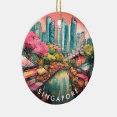 Singapore City Uitzicht Kleurrijk Keramisch Ornament (Rechts)