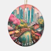 Singapore City Uitzicht Kleurrijk Keramisch Ornament (Links)