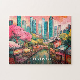 Singapore City Uitzicht Kleurrijk Legpuzzel