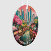 Singapore City Uitzicht Kleurrijk Ornament (voorkant)