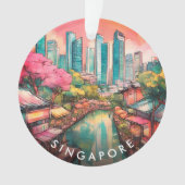 Singapore City Uitzicht Kleurrijk Ornament (voorkant)