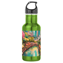 Singapore City Uitzicht Kleurrijk Waterfles