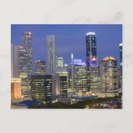 Singapore cityscape bij schemering briefkaart (Voorkant)
