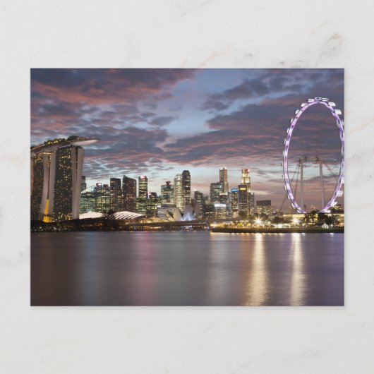 Singapore cityscape bij zonsondergang briefkaart (Voorkant)