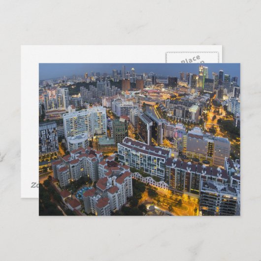 Singapore Cityscape in Blue Hour Briefkaart (Voorkant / Achterkant)