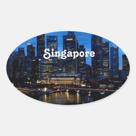 Singapore Cityscape Ovale Sticker (Voorkant)