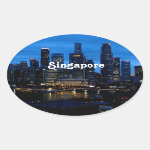 Singapore Cityscape Ovale Sticker