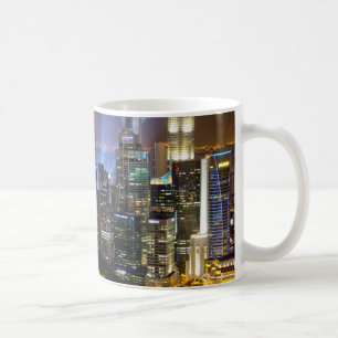 Singapore downtown bij nacht koffiemok