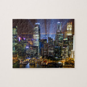 Singapore downtown bij nacht legpuzzel