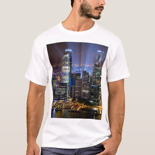 Singapore downtown bij nacht t-shirt (Voorkant)