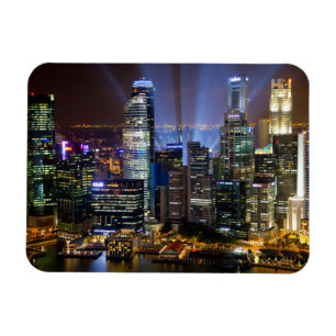 Singapore downtown stad bij nacht magneet