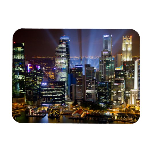 Singapore downtown stad bij nacht magneet (Horizontaal)