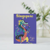 Singapore draak vintage reisposter briefkaart (Staand voorkant)