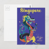 Singapore draak vintage reisposter briefkaart (Voorkant / Achterkant)