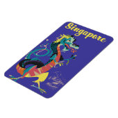 Singapore draak vintage reisposter magneet (Linkerzijde)