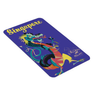 Singapore draak vintage reisposter magneet