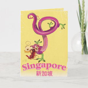 Singapore Draak vintage vakantieposter Feestdagen Kaart