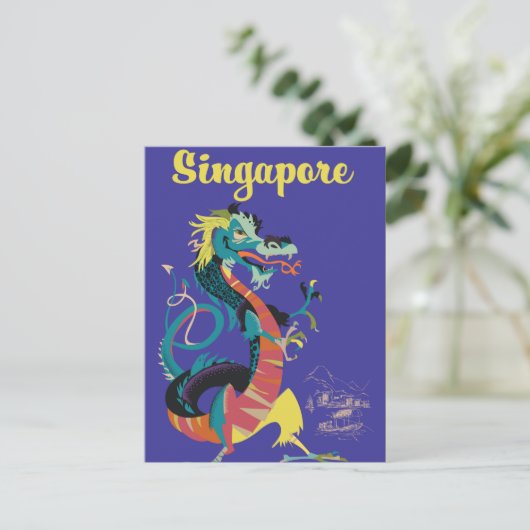 Singapore dragon vintage poster briefkaart (Staand voorkant)