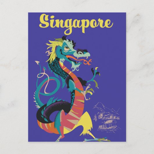 Singapore dragon vintage poster briefkaart (Voorkant)