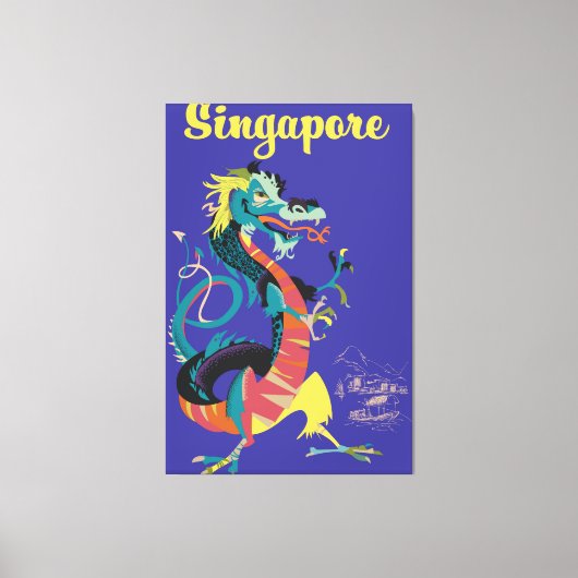 Singapore dragon vintage poster canvas afdruk (Voorkant)