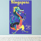 Singapore dragon vintage poster canvas afdruk (Insitu (Houten vloer))