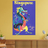 Singapore dragon vintage poster canvas afdruk (Insitu (Woonkamer))