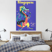 Singapore dragon vintage poster canvas afdruk (Insitu (Slaapkamer))