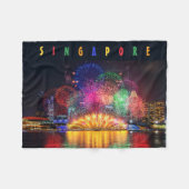 Singapore Fireworks Fleece Deken (Voorkant (Horizontaal))