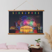 Singapore Fireworks Hangend Wandkleed (Slaapkamer)