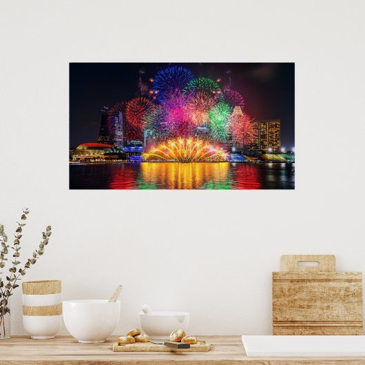 Singapore Fireworks-poster Poster (Keuken)