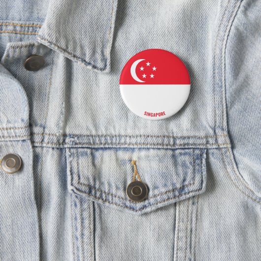 Singapore Flag Charming Patriotic Ronde Button 5,7 Cm (In situ)