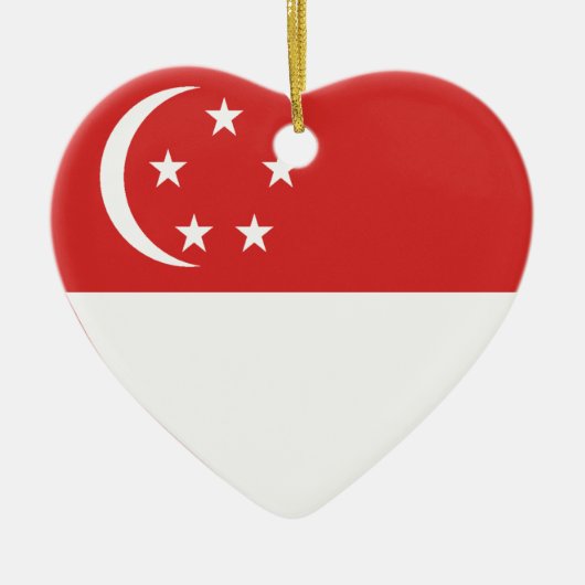Singapore Flag Heart Keramisch Ornament (Voorkant)