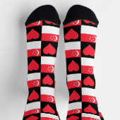 Singapore Flag Heart Pattern Fun Singapore Pride Sokken (Top)