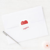 Singapore Flag Heart Ronde Sticker (Envelop)