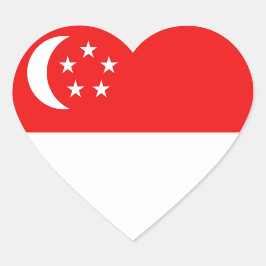 Singapore Flag Heart Sticker (Voorkant)