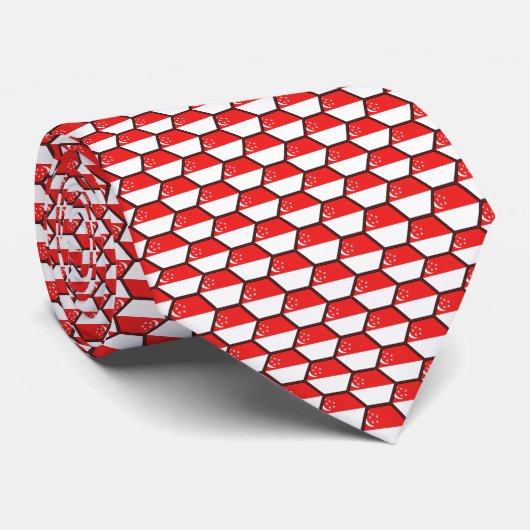 Singapore Flag Honeycomb Stropdas (Opgerold)
