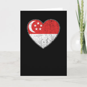 Singapore Flag Love Heart Kaart