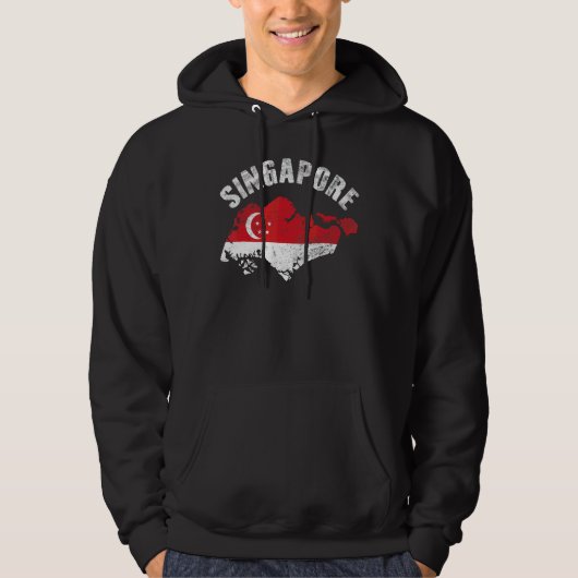 Singapore Flag Map Mannen Vrouwen Patriottisch Hoodie (Voorkant)