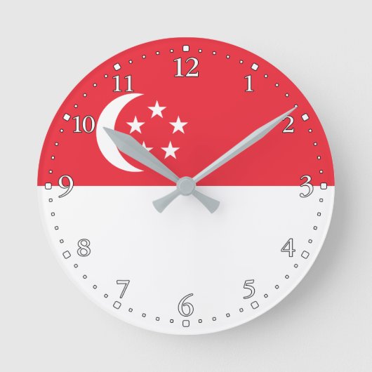 Singapore Flag Ronde Klok (Voorkant)