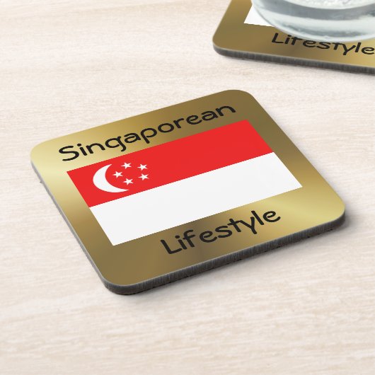 Singapore Flag+Text Onderzetter (Linkerzijde)