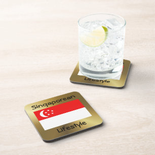 Singapore Flag+Text Onderzetter