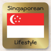 Singapore Flag+Text Onderzetter (Voorkant)
