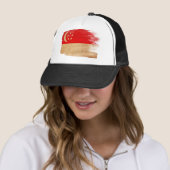 Singapore Flag Trucker Hat Pet (In situ)