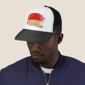 Singapore Flag Trucker Hat Pet (In situ)