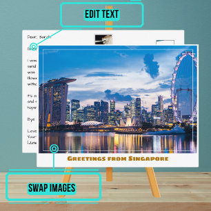 Singapore Flyer & Marina Bay Sands Modern Briefkaart