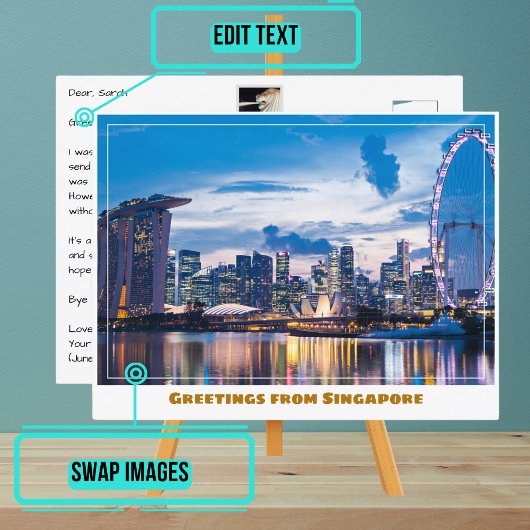 Singapore Flyer & Marina Bay Sands Modern Briefkaart