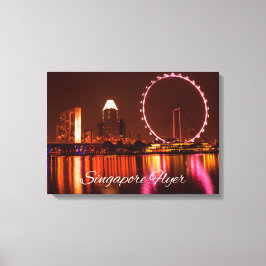Singapore Flyer-wiel bij nacht met Skyline Canvas