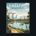 Singapore Gardens by the Bay Travel Art Vintage Briefkaart<br><div class="desc">Singapore retro vector reisontwerp. Marina Bay is een luxe gebied van wolkenkrabbers,  chique hotels en luxe winkelcentra. Het staat bekend om het torenhoge reuzenrad van de Singapore Flyer en de bloemserres en kleurrijke Supertree's of Gardens by the Bay.</div>