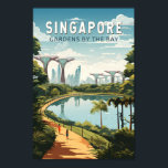 Singapore Gardens by the Bay Travel Art Vintage Poster<br><div class="desc">Singapore retro vector reisontwerp. Marina Bay is een luxe gebied van wolkenkrabbers,  chique hotels en luxe winkelcentra. Het staat bekend om het torenhoge reuzenrad van de Singapore Flyer en de bloemserres en kleurrijke Supertree's of Gardens by the Bay.</div>